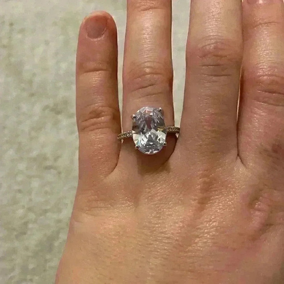 5 CT Oval Cut Diamond Sterling Silver Ring - Picture 5 of 6